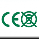 Минималистичная одноцветная иконка сертификации CE и RoHS на белом фоне для зарядных устройств